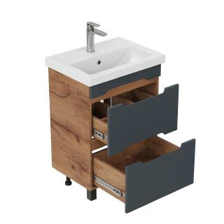 Тумба под раковину напольная Onika Айленд 105042 50 см графит/дуб крафт золотой