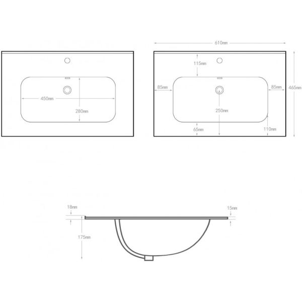 Раковина Aquanet Flat 329253 60 см чёрный матовый