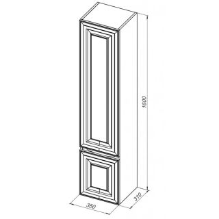 Пенал Aquanet Агата 345491 35 см бежевый