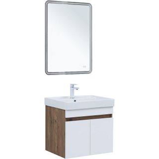 Тумба под раковину Aquanet Оптима 344791 60 см дуб рустикальный/белый сатин