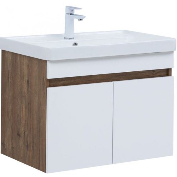Тумба под раковину Aquanet Оптима 344793 80 см дуб рустикальный/белый сатин