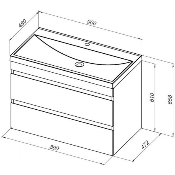 Тумба под раковину Aquanet Нота New 335419 90 см белый глянец