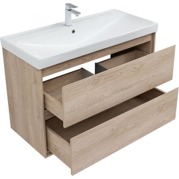 Тумба под раковину Aquanet Милан 336385 100 см дуб светлый