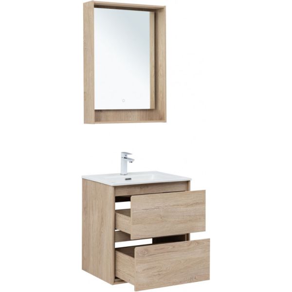 Тумба под раковину Aquanet Милан 336382 60 см дуб светлый