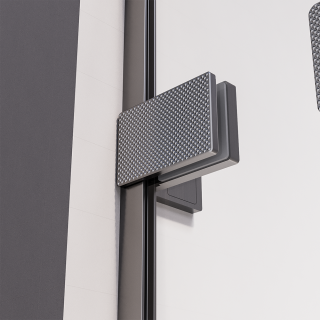 Душевая дверь распашная Veconi Premium Alassio GR, 1400х2000, брашированный графит, стекло прозрачное осветленное