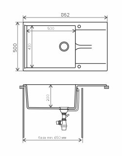 Мойка кухонная Polygran GALS-862 чёрный 444591