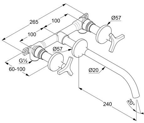Встраиваемый смеситель для раковины Kludi Nova Fonte Deco хром 201460539