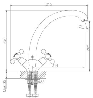 Смеситель для кухни Haiba HB4719 хром