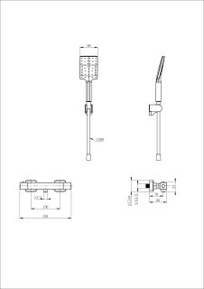 Смеситель для душа Wonzon & Woghand Stay 3 WW-B2062-A-MB с термостатом чёрный матовый