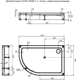 Душевой поддон Aquanet GL180 265567 80x120 см белый