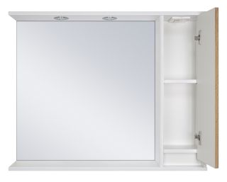 Зеркальный шкаф с подсветкой Misty Адриана правый 90см дуб Вотан/белый