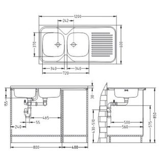 Кухонная мойка Alveus 1009084 Classic 100 Nat-60 120x60 левая