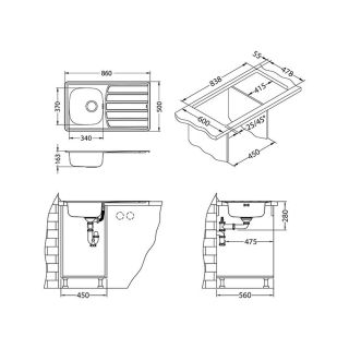 Кухонная мойка Alveus 1098773 Zoom 30 Nat-90 86x50