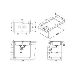 Кухонная мойка Alveus 1090965 Rock 90 Granital Carbon-G91 78x48