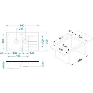 Кухонная мойка Alveus 1100015 Glassix 20 черная 86x50