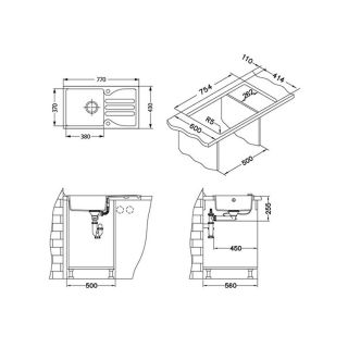 Кухонная мойка Alveus 1100882 Galapagos 30 Granital Arctic-G11 77x43