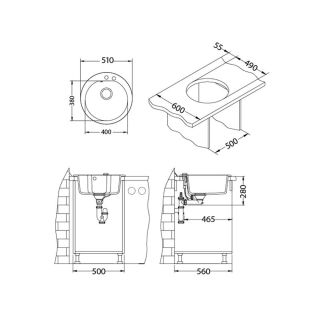 Кухонная мойка Alveus 1076856 Niagara 10 Granital Carbon-G91 50.5x50.5