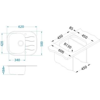 Кухонная мойка Alveus 1102726 Wave 10 черная  62x50