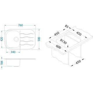 Кухонная мойка Alveus 1102940 Wave 20 (Цвет под заказ) 76x50