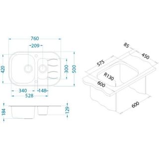 Кухонная мойка Alveus 1102944 Wave 30 (Цвет под заказ) 76x50