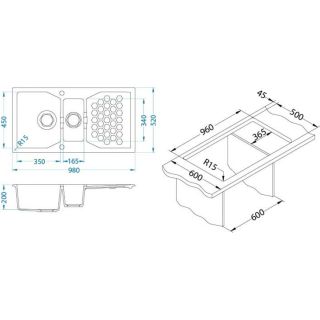 Кухонная мойка Alveus 1108026 Sensual 70 Granital+ Twilight-G05M 98x52