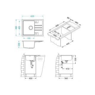 Кухонная мойка Alveus 1117037 Intermezzo 30 Granital Arctic-G11 62x80