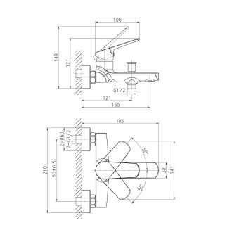 Набор смесителей Cersanit 64508 Flavis 3 в 1 для раковины и ванны