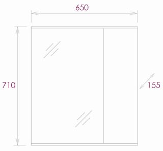 Шкаф-зеркало Onika Марбл 206545 65см мрамор/камень бетонный