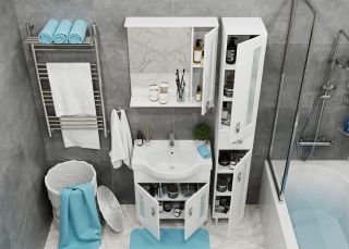 Шкаф-зеркало с подсветкой Onika Кристалл 206706 правый 67см белый