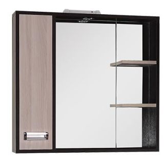 Шкаф-зеркало с подсветкой Onika Гамма 207518 левый 75см ясень шимо/венге