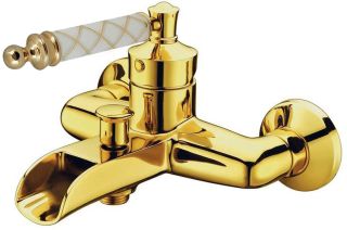 Смеситель для  ванны Boheme Vogue  Murano, белое_Комплект золото