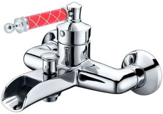 Смеситель для  ванны Boheme Vogue хром Murano, рубиновое_Комплект хром