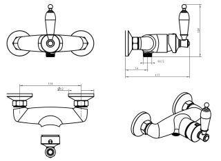 Смеситель для душа Boheme Vogue хром Murano, белое_Комплект хром