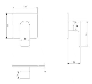 Встраиваемый смеситель для душа Omnires Baretti чёрный матовый BA7845BL