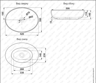 Накладная раковина Melana 320316-805 52см белый