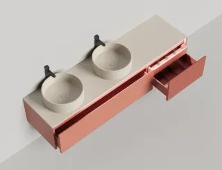 Подвесная тумба Salini Domino 27D220DF 200см шпон с фрезеровкой для двух раковин