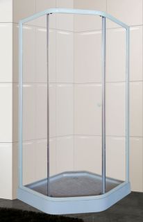 Душевой уголок Parly ZEP 91 90 х 90 см пятиугольный, профиль белый