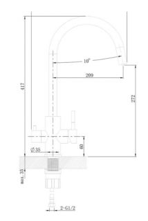 Смеситель для кухни Agger Zest A0700733 с каналом питьевой воды, никель