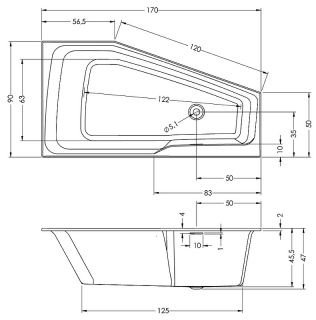 Акриловая ванна Riho Rethink Space B114001005 L 170х90см белый