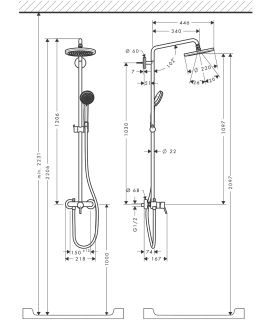 Душевая система Hansgrohe Croma 220 Showerpipe 27222000 хром