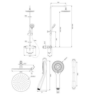 Душевая стойка Omnires Y с термостатом золото Y1244LUXLGL