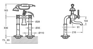 Напольный смеситель для ванны Jacob Delafon Cleo бежевое золото E24314-BGG