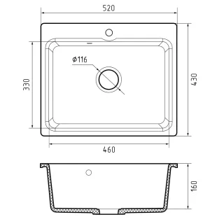 Мойка кухонная Reflexion Optima 52-SD RX0952SD песочный