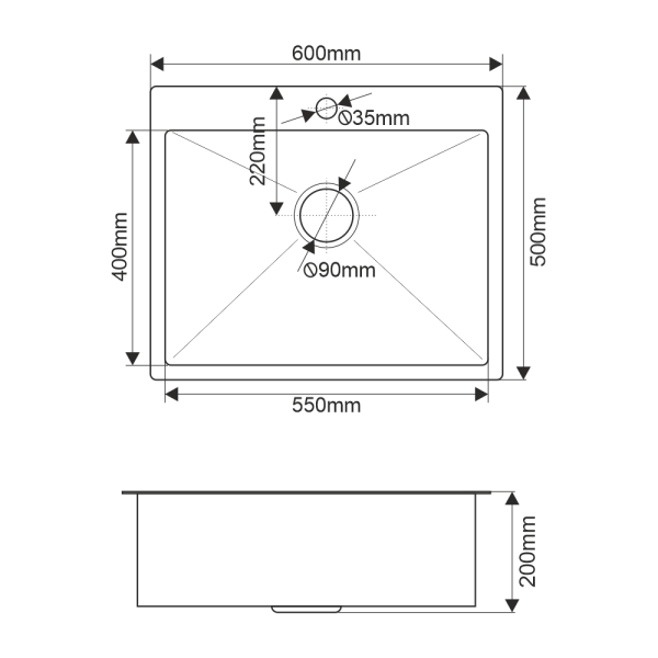 Мойка R6050H Melana ProfLine 3,0/200 сатин в комплекте с дозатором и коландером