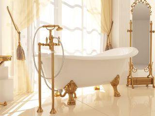 Ванна из искусственного камня AquaStone Скарлет 170x80см белые ножки