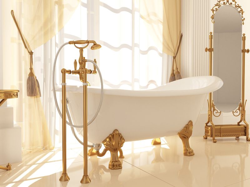 Ванна из искусственного камня AquaStone Скарлет 170x80см ножки золото