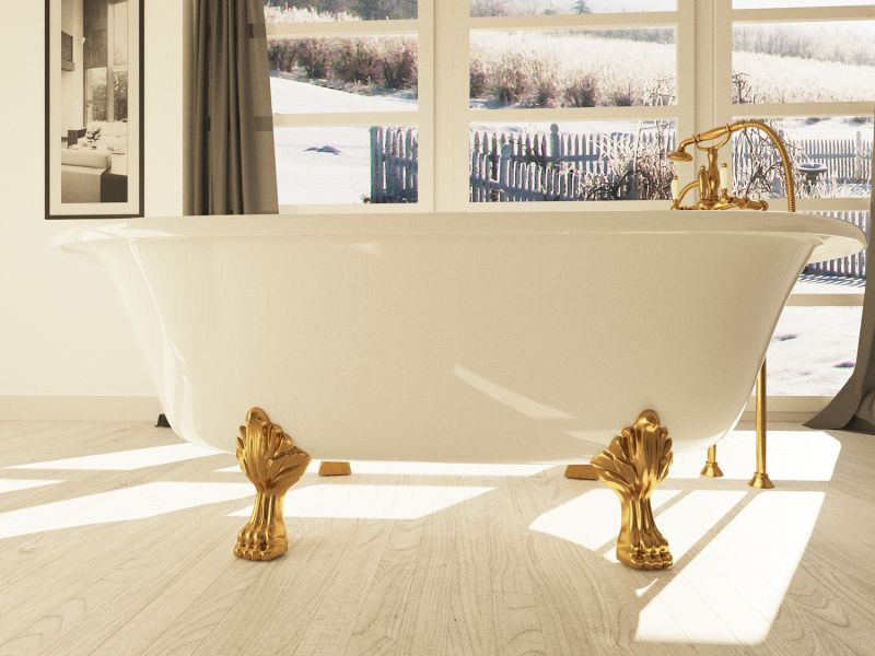 Ванна из искусственного камня AquaStone Оливия 180x90см ножки хром