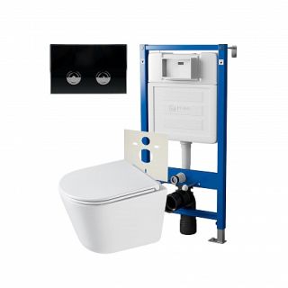 Комплект унитаза с инсталляцией Point Элемент PN48326BC с сиденьем Микролифт