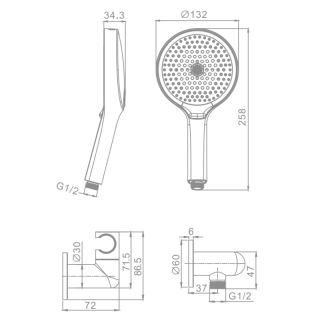 Лейка для душа с держателем и шлангом Raglo R476.42.09 графит