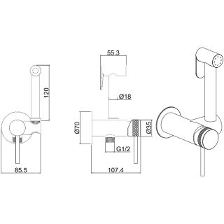 Гигиенический душ со смесителем Allen Brau Priority 5.31029-31 Черный матовый